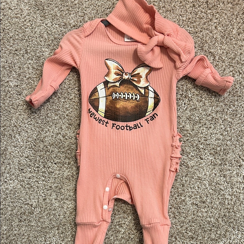 Pink Football Fan Kids One Piece